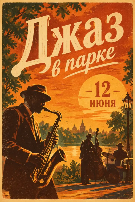 Афиша джазового концерта в парке