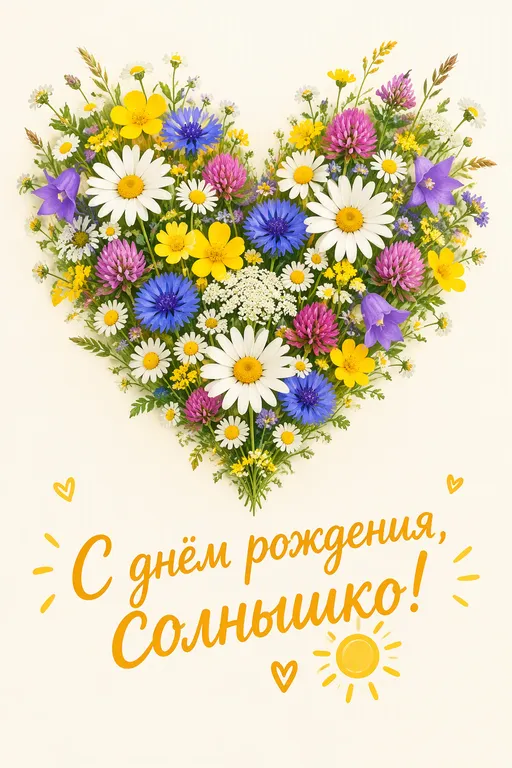Открытка жене с сердцем из цветов