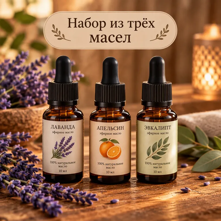 Набор масел на деревянном столе