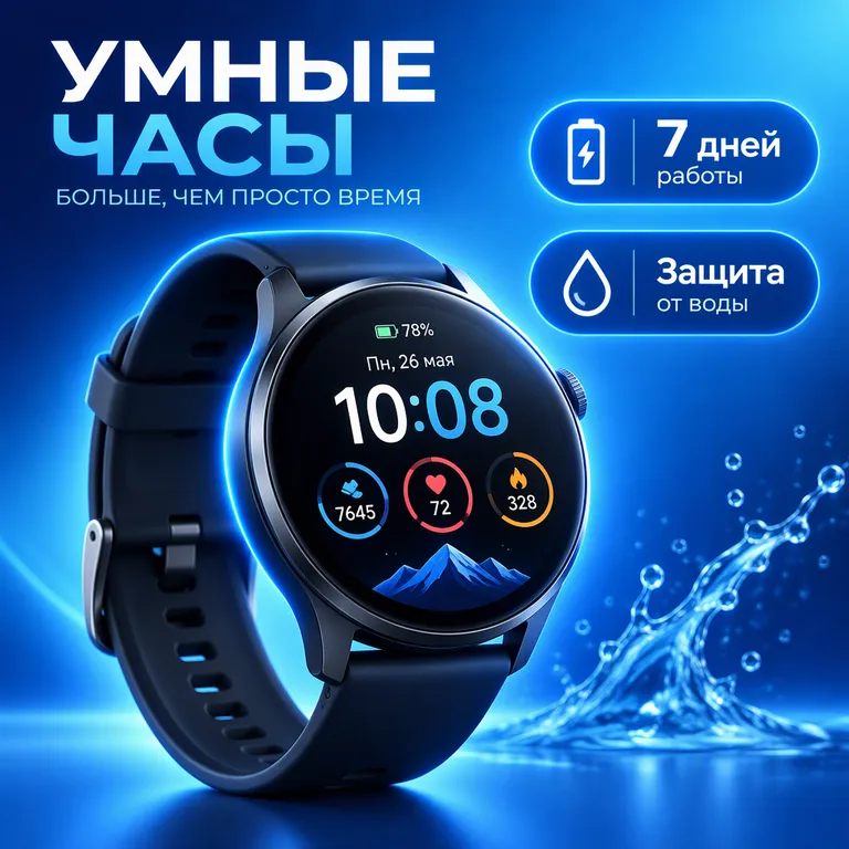 Умные часы на градиентном фоне