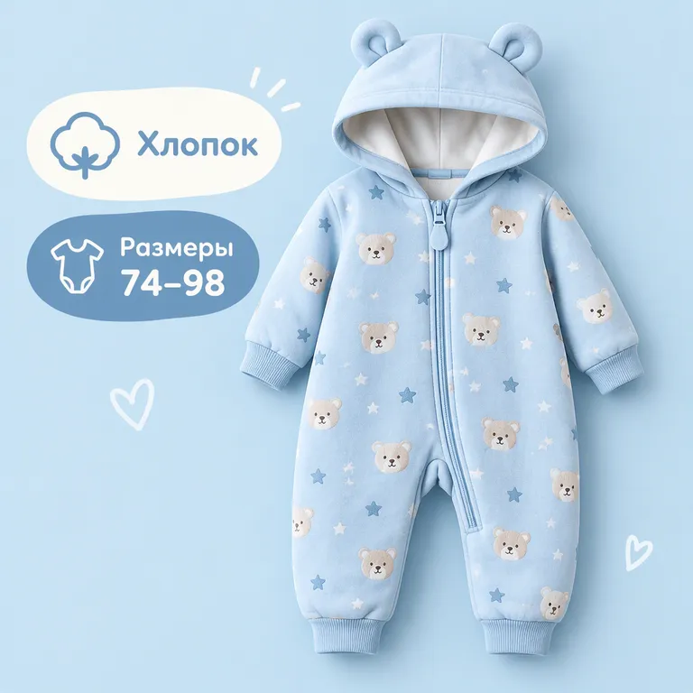Детский комбинезон на светлом фоне