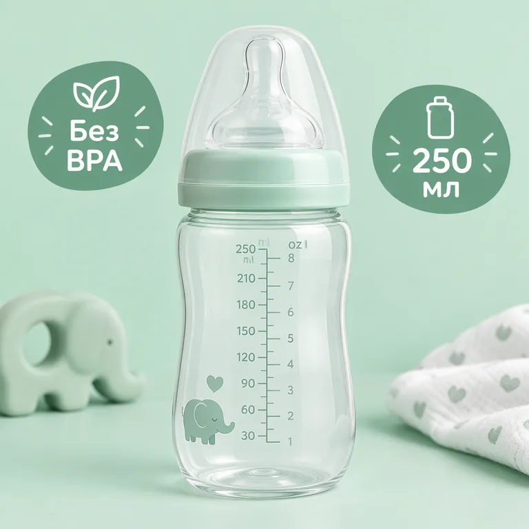 Бутылочка на мятном фоне