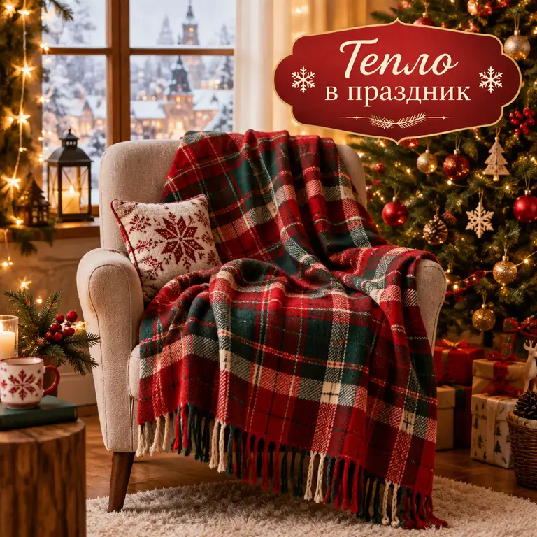 Плед у зимнего окна
