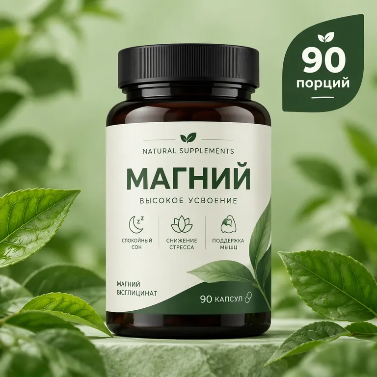 Магний с зелёными листьями