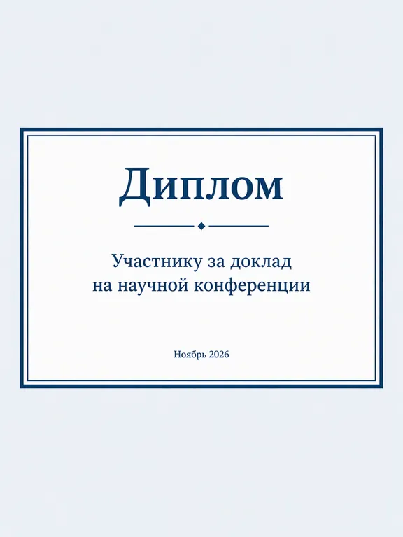 Диплом участника конференции в строгой рамке