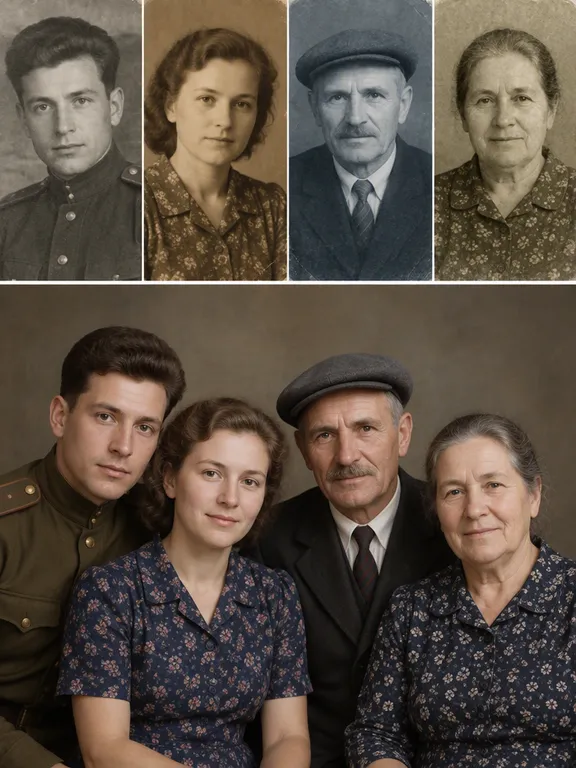 До и после: четыре старых снимка стали одним общим