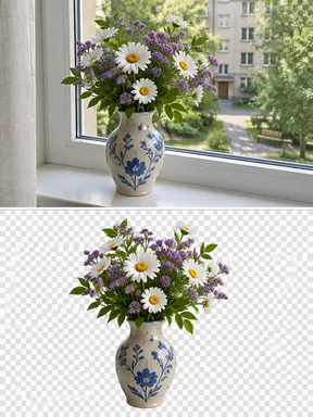 До и после: ваза вырезана с фото