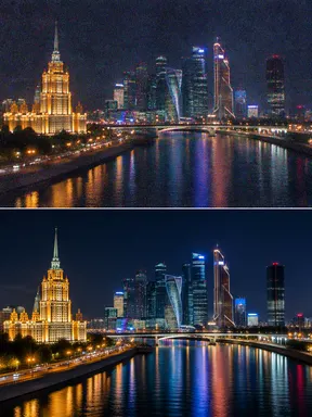 До и после: шум на ночном фото убран