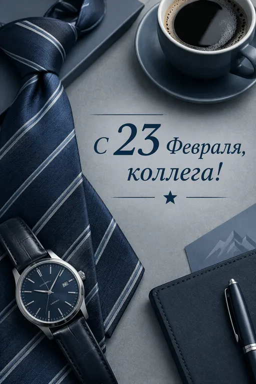 Деловая открытка на 23 Февраля коллеге