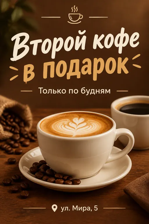 Флаер кофейни в коричневых тонах
