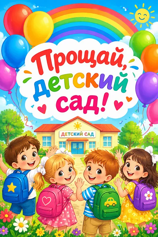 Открытка выпускникам детского сада с шарами
