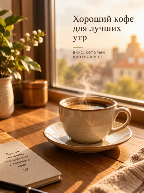 Рекламное изображение с чашкой кофе