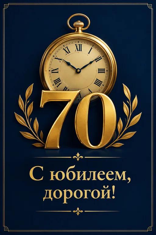 Открытка на юбилей мужчине с золотыми часами
