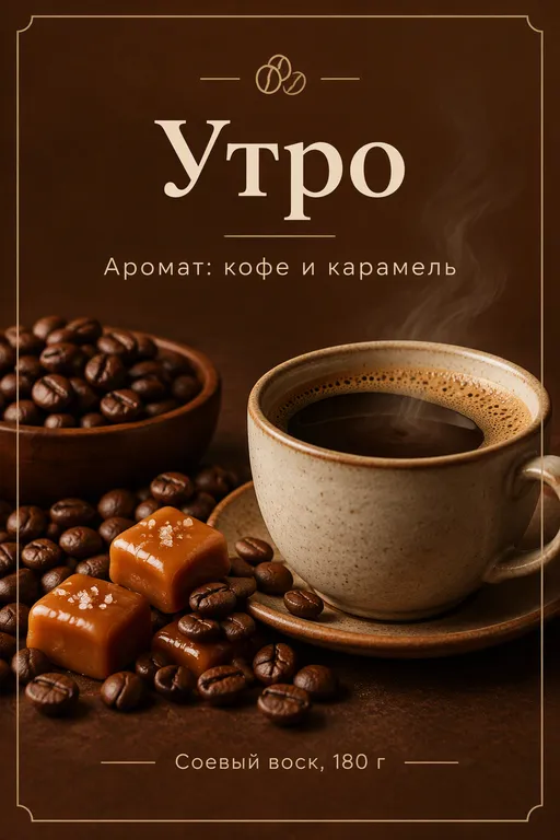 Этикетка для кофейной свечи в коричневом