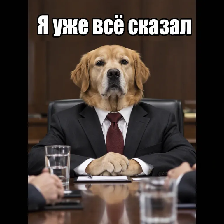 Собака в галстуке на совещании