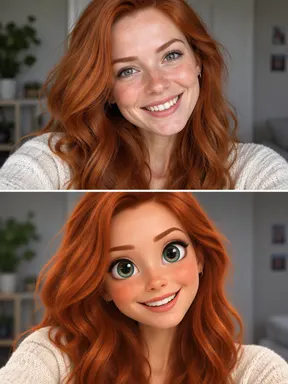 До и после: фото женщины и 3D-мультяшный портрет