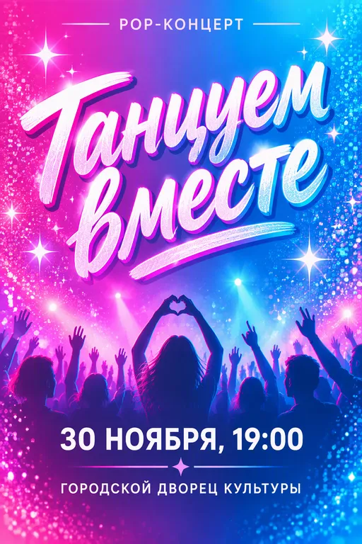 Афиша поп-концерта в ярких цветах