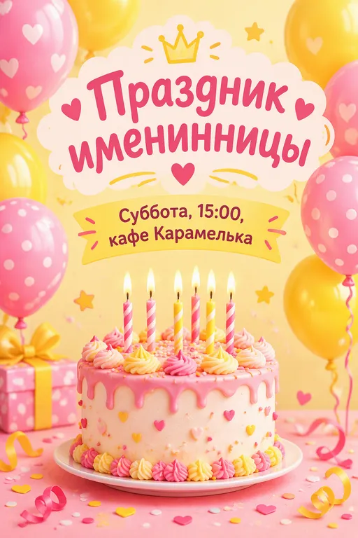 Афиша дня рождения с тортом