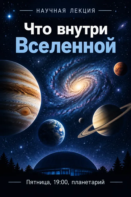 Афиша научной лекции со звёздами