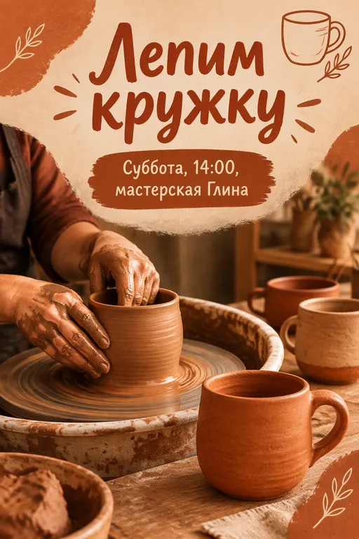 Афиша мастер-класса по керамике