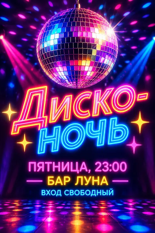 Афиша вечеринки в стиле диско