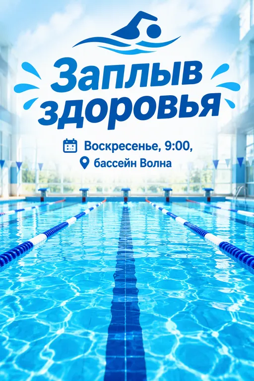 Афиша заплыва в бассейне