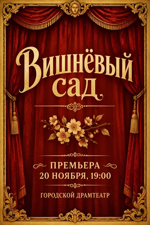 Афиша спектакля в стиле театрального плаката