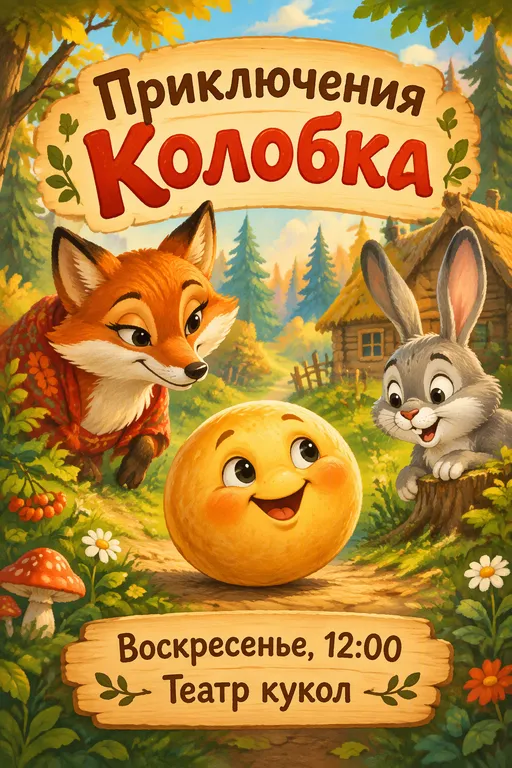 Афиша детской сказки с лесом