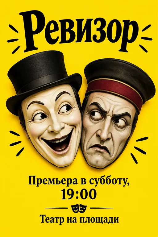 Афиша комедии с яркими масками