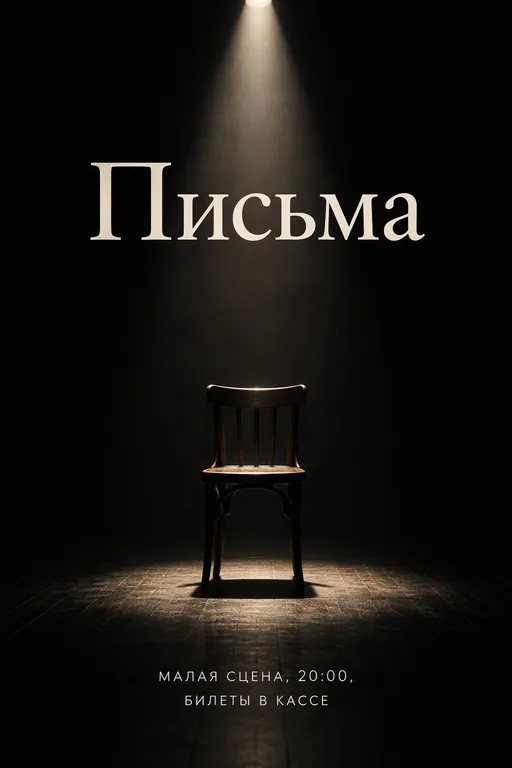 Афиша моноспектакля на тёмной сцене