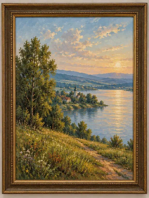 Фото картины без блика от лампы