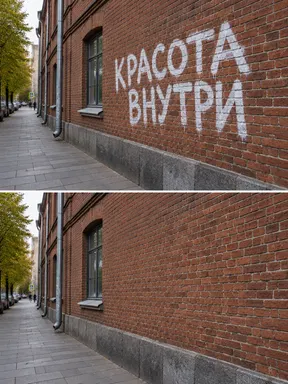 До и после: надпись убрана с фото