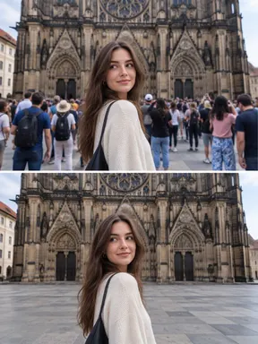 До и после: туристы убраны у достопримечательности