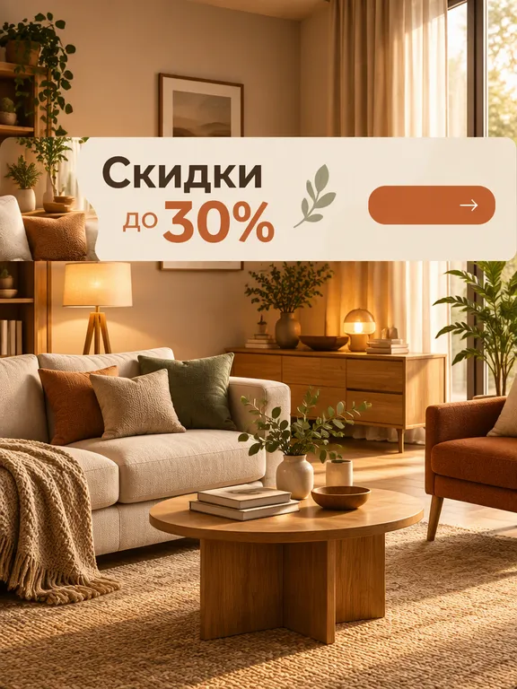 Баннер мебельного магазина со скидками до 30%
