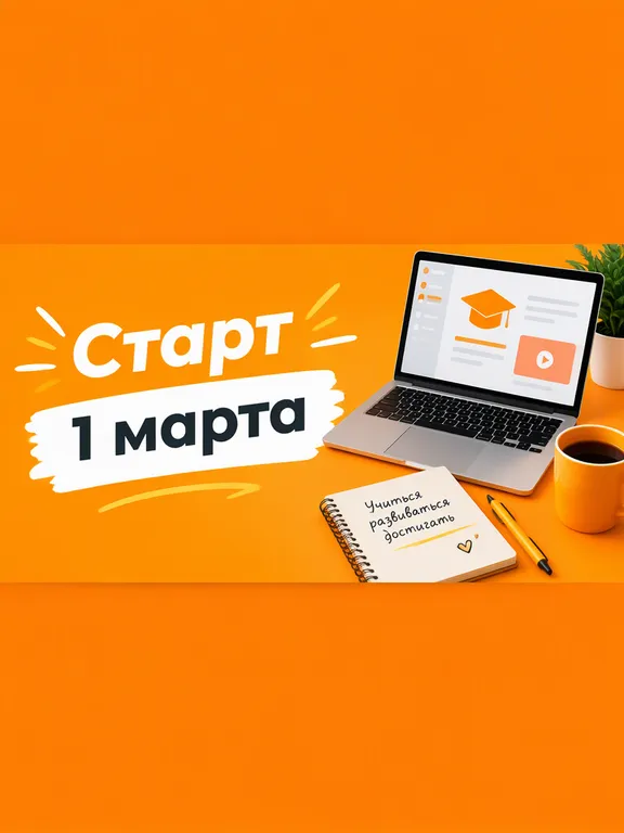 Баннер онлайн-курсов с датой старта