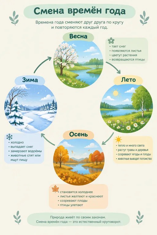 Схема смены времён года по кругу