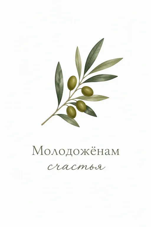 Минималистичная свадебная открытка с веточкой