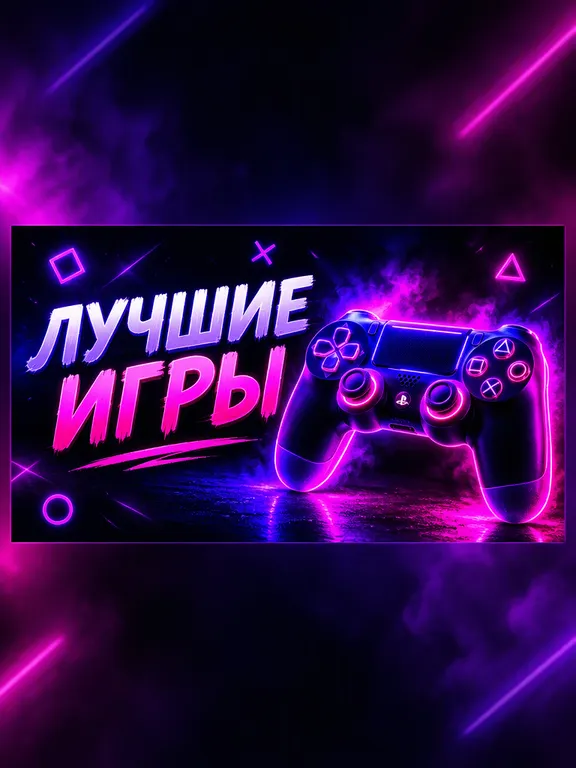 Превью игрового обзора с неоновым геймпадом